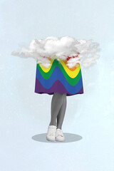 Sticker - Vertical creative collage picture young girl body legs fragment colorful skirt lgbt symbol freedom pride community gender tolerance