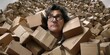 © Paworn - A highly detailed portrayal of an individual submerged in a sea of cardboard boxes