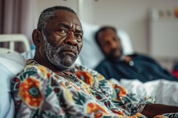 Two men laying in hospital bed, suitable for medical concepts