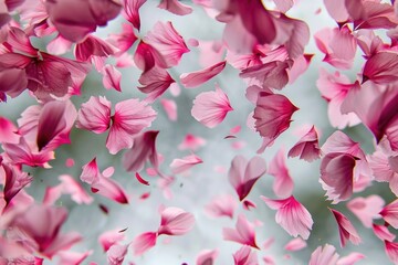 Poster - Pink flowers floating in the air, ideal for spring concepts