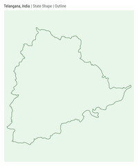 Telangana, India. Simple vector map. State shape. Outline style. Border of Telangana. Vector illustration.