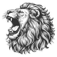 Wall Mural - roaring lion animal sketch engraving generative ai fictional character vector illustration. Scratch board imitation. Black and white image.