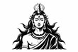 Lord Shiva implored Shiva simple outline with a solid black and white color