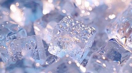 Canvas Print - A bunch of ice cubes stacked on top of each other. Perfect for beverage or summer themed designs