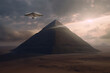 pyramids in giza with ufo above   - Generative AI	