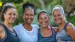 Happy multi generational women having fun together - Multiracial friends smiling, workout outdoor
