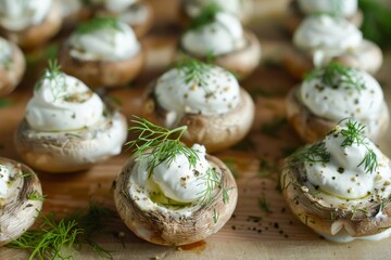Poster - Mushrooms topped with dill cheese and sour cream