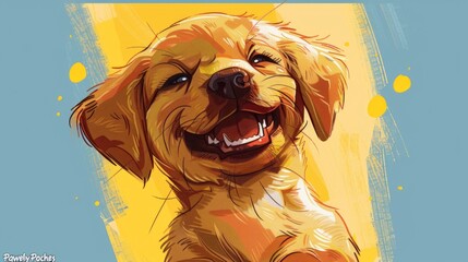 Wall Mural - A drawing of a dog with a big smile.