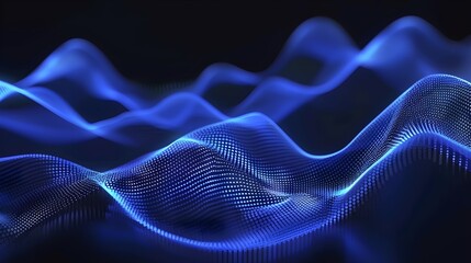 Poster - beautiful abstract wave technology background with blue light digital effect corporate concept