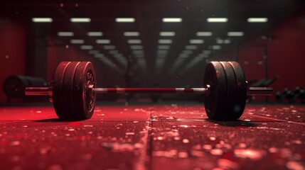 Sticker - A Barbell Ready on the Gym Floor