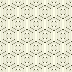 Wall Mural - Seamless pattern with green hexagons