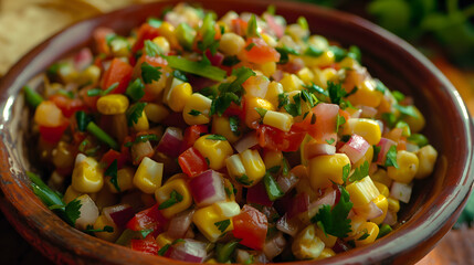 Poster - Vibrant and Fresh Black Bean Corn Salad in Rustic Bowl