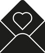 Opened black envelope with a heart inside icon. Vector. Flat design.	