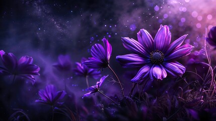 Beautiful Flower Background with Purple and Lilac Colours. Contemporary Floral Wallpaper.