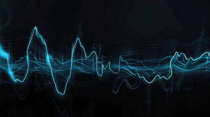 Wall Mural - Abstract image of a blue wave of light on a black background. Suitable for various design projects
