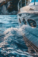 Canvas Print - A boat traveling through a body of water. Perfect for travel and transportation concepts