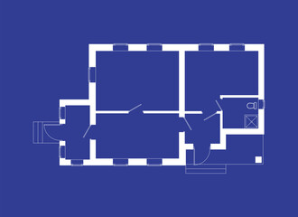 Wall Mural - Blueprint floor plan of a modern apartment.  Suburban house.  Vector architectural background.