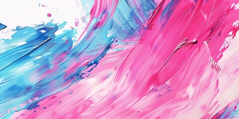 Canvas Print - Close up of a pink and blue painting, perfect for art and design projects