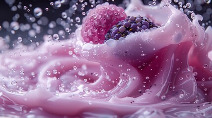 Sticker -   A tight shot of a pink bloom, adorned with water droplets on its petals and atop them