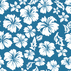 Poster - .**Minamilistist Hawaiin repeating pattern of hawaiin flowers, Vector graphic, simple design, Flat, single color** 