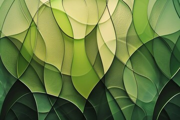 Abstract green background with wavy shapes and lines