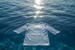 UV Protection White Rash Guard Shirt for Swimming. Concept Sun Protection, Swimwear, White Rash Guard, UV Protection, Outdoor Activities