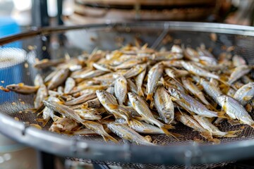 Poster - Small sea fish dried on the sieve