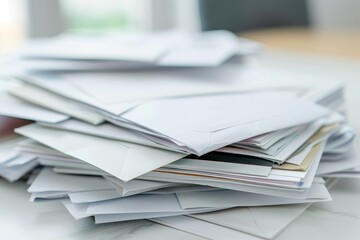 Stack of envelopes on a table