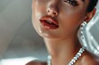 © LimeSky - Stylish lady wearing jewelry Gorgeous woman adorned with diamond necklace Young model with diamond earrings and pendant Accessories and ornaments Fashion and bea