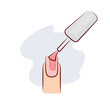 Gel polish application, manicure icon, nail polishing at home, vector illustration