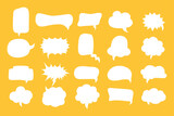 Fototapeta Dinusie - A set of frames for text. Conversation bubbles. Speak bubbles. Talk frame. Hand drawn shapes. Vector Trendy templates. Cartoon speech text. Figure, trendy elements. Retro stickers. Outline boho style.