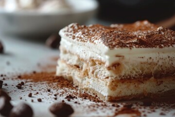 Poster - Close up of Tiramisu cake a sweet treat