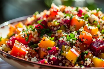 Canvas Print - Colorful quinoa salad with beetroot pumpkin and Persian feta Whimsical and elegant