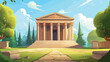 Ancient Greek pantheon building with columns and st