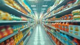 Fototapeta  - A Blurred Supermarket Aisle