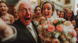 Elderly Gentleman Catches Bridal Bouquet