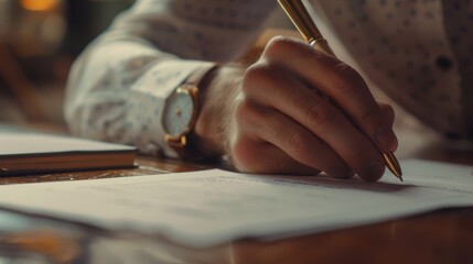 Wall Mural - A Closeup of Signing Documents