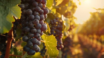 Wall Mural - Sunset Over Lush Vineyards