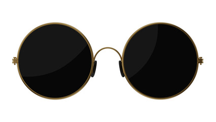 Vintage round black glasses in golden frame isolated on transparent and white background. Glasses concept. 3D render