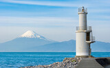 Fototapeta Na ścianę - Lighthouse and Mount Fuji