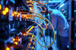 © Degimages - Technicians splicing fiber optic cables in a server room, ensuring reliable high-speed internet connectivity for businesses and communities.