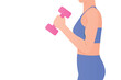 side view of woman working out with dumbbell; fitness, sport and healthy lifestyle concept- vector illustration