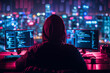 © ADDICTIVE STOCK - Mysterious Hacker in Hoodie at Computer Workstation. Generative AI image