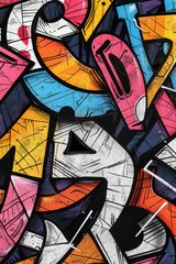 Poster - Vibrant close up of a colorful graffiti wall, perfect for urban backgrounds