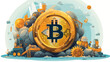 Bitcoin coin design 2d flat cartoon vactor illustra