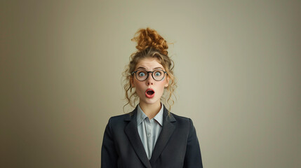 Wall Mural - Surprised Business Woman with Glasses