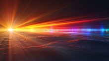 This Is A Lens Flare Effect With An Abstract Sun Burst On A Black Background. The Abstract Shade Of The Sun Burst Includes A Gradual Blinking Of The Sun, A Lens Flare Optical Ray, A Sunburst, An