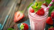 Fresh strawberry milkshake, a sweet and refreshing summer gourmet drink 