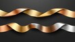 A metallic ribbon in a black banner showcases gold, platinum, silver, and bronze variations in vector illustration, providing decorative elements for design projects