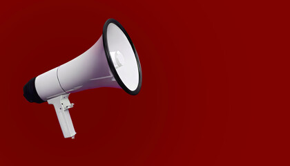 Illustration of megaphone against red background, advertisement idea, social media and sale concept